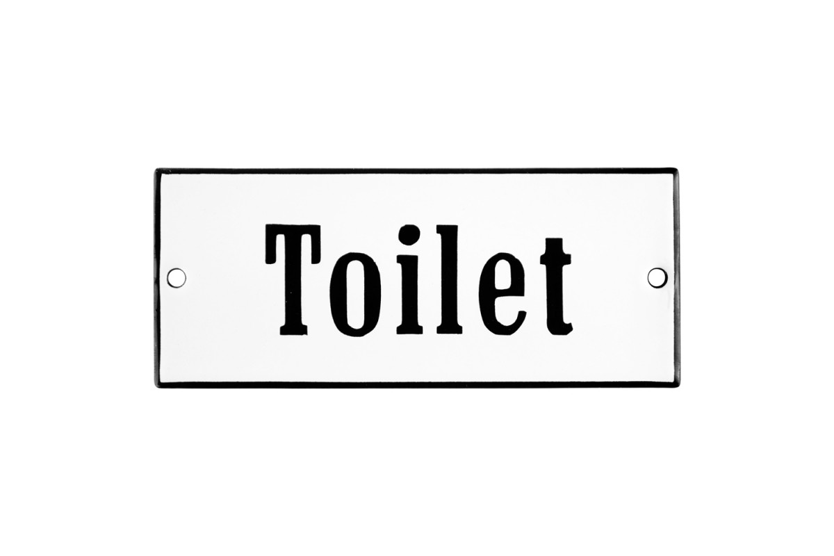 Emaljskylt Toilet vit - svart 12 x 5 cm modell 4 Emaljskylt Toilet vit - svart 12 x 5 cm modell 4