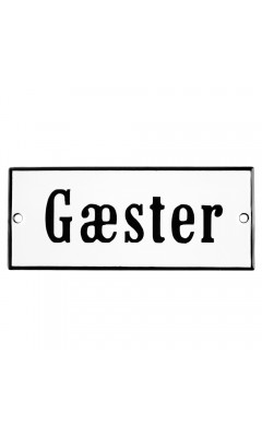 Emaljskylt Gæster vit - svart 12 x 5 cm modell 4 Emaljskylt Gæster vit - svart 12 x 5 cm modell 4