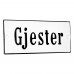 Emaljskylt Gjester vit - svart 12 x 5 cm modell 4