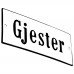 Emaljskylt Gjester vit - svart 12 x 5 cm modell 4