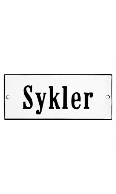 Emaljskylt Sykler vit - svart 12 x 5 cm modell 4 Emaljskylt Sykler vit - svart 12 x 5 cm modell 4