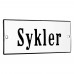 Emaljskylt Sykler vit - svart 12 x 5 cm modell 4 Emaljskylt Sykler vit - svart 12 x 5 cm modell 4
