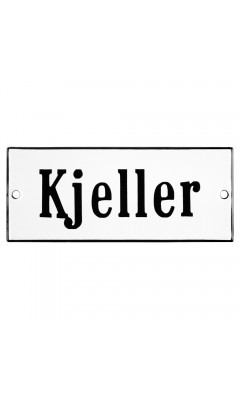 Emaljskylt Kjeller vit - svart 12 x 5 cm modell 4 Emaljskylt Kjeller vit - svart 12 x 5 cm modell 4