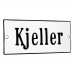 Emaljskylt Kjeller vit - svart 12 x 5 cm modell 4 Emaljskylt Kjeller vit - svart 12 x 5 cm modell 4