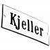 Emaljskylt Kjeller vit - svart 12 x 5 cm modell 4 Emaljskylt Kjeller vit - svart 12 x 5 cm modell 4