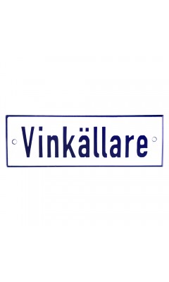 Emaljskylt Vinkällare vit - blå 15 x 5 cm modell 1 Emaljskylt Vinkällare vit - blå 15 x 5 cm modell 1