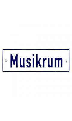 Emaljskylt Musikrum vit - blå 15 x 5 cm modell 1 Emaljskylt Musikrum vit - blå 15 x 5 cm modell 1