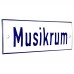 Emaljskylt Musikrum vit - blå 15 x 5 cm modell 1