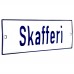 Emaljskylt Skafferi vit - blå 15 x 5 cm modell 1 Emaljskylt Skafferi vit - blå 15 x 5 cm modell 1