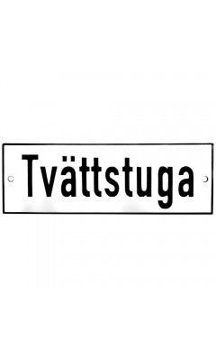 Emaljskylt Tvättstuga vit - svart 15 x 5 cm modell 2 Emaljskylt Tvättstuga vit - svart 15 x 5 cm modell 2