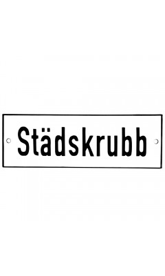 Emaljskylt Städskrubb vit - svart 15 x 5 cm modell 2 Emaljskylt Städskrubb vit - svart 15 x 5 cm modell 2