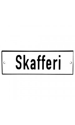 Emaljskylt Skafferi vit - svart 15 x 5 cm modell 2 Emaljskylt Skafferi vit - svart 15 x 5 cm modell 2