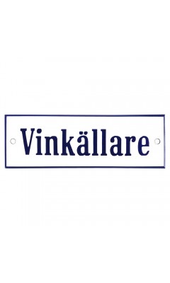 Emaljskylt Vinkällare vit - blå 15 x 5 cm modell 3 Emaljskylt Vinkällare vit - blå 15 x 5 cm modell 3