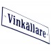 Emaljskylt Vinkällare vit - blå 15 x 5 cm modell 3