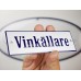 Emaljskylt Vinkällare vit - blå 15 x 5 cm modell 3