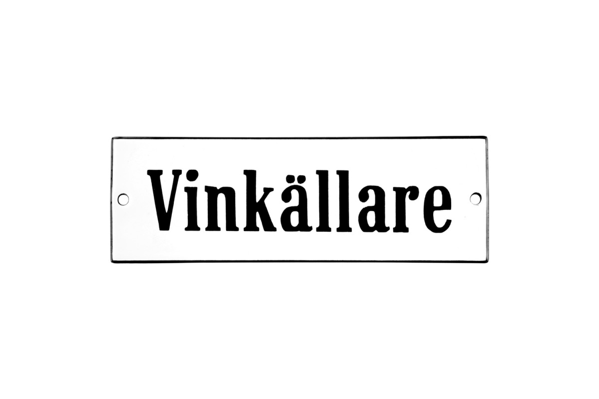 Emaljskylt Vinkällare vit - svart 15 x 5 cm modell 4 Emaljskylt Vinkällare vit - svart 15 x 5 cm modell 4