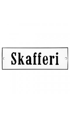 Emaljskylt Skafferi vit - svart 15 x 5 cm modell 4 Emaljskylt Skafferi vit - svart 15 x 5 cm modell 4