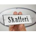 Emaljskylt Skafferi vit - svart 15 x 5 cm modell 4