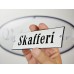 Emaljskylt Skafferi vit - svart 15 x 5 cm modell 4