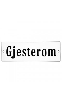 Emaljskylt Gjesterom vit - svart 15 x 5 cm modell 4 Emaljskylt Gjesterom vit - svart 15 x 5 cm modell 4