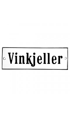 Emaljskylt Vinkjeller vit - svart 15 x 5 cm modell 4 Emaljskylt Vinkjeller vit - svart 15 x 5 cm modell 4