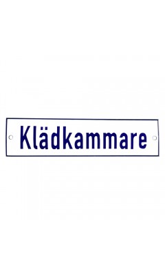 Emaljskylt Klädkammare vit - blå 20 x 5 cm modell 1 Emaljskylt Klädkammare vit - blå 20 x 5 cm modell 1
