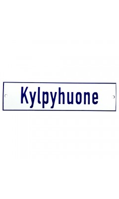 Emaljskylt Kylpyhuone vit - blå 20 x 5 cm modell 1 Emaljskylt Kylpyhuone vit - blå 20 x 5 cm modell 1