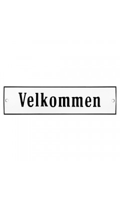 Emaljskylt Velkommen vit - svart 20 x 5 cm modell 4 Emaljskylt Velkommen vit - svart 20 x 5 cm modell 4