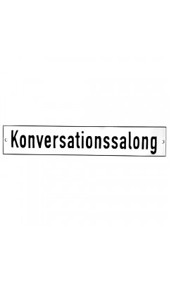 Emaljskylt Konversationssalong vit - svart 28 x 5 cm modell 2 Emaljskylt Konversationssalong vit - svart 28 x 5 cm modell 2