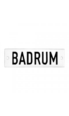 Emaljskylt BADRUM vit - svart 10 x 3 cm modell 20 Emaljskylt BADRUM vit - svart 10 x 3 cm modell 20