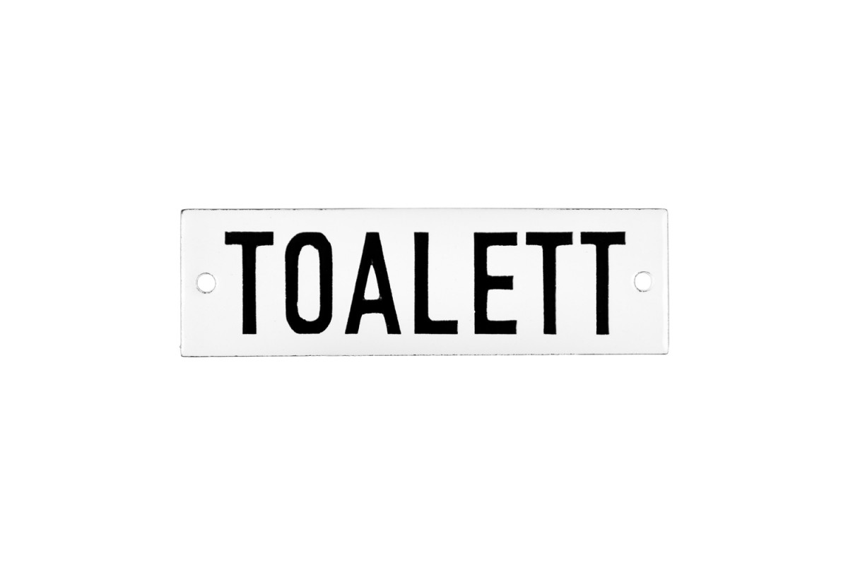 Emaljskylt TOALETT vit - svart 10 x 3 cm modell 20 Emaljskylt TOALETT vit - svart 10 x 3 cm modell 20