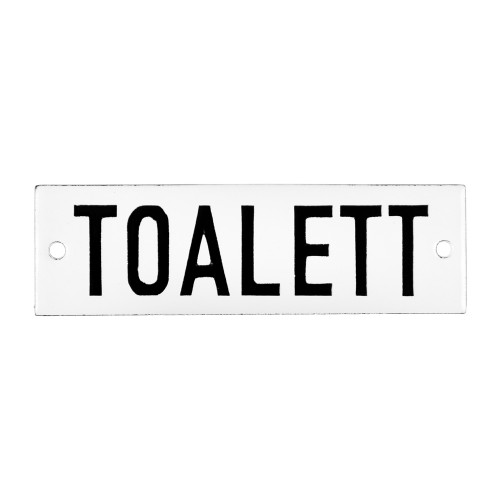Emaljskylt TOALETT vit - svart 10 x 3 cm modell 20 Emaljskylt TOALETT vit - svart 10 x 3 cm modell 20