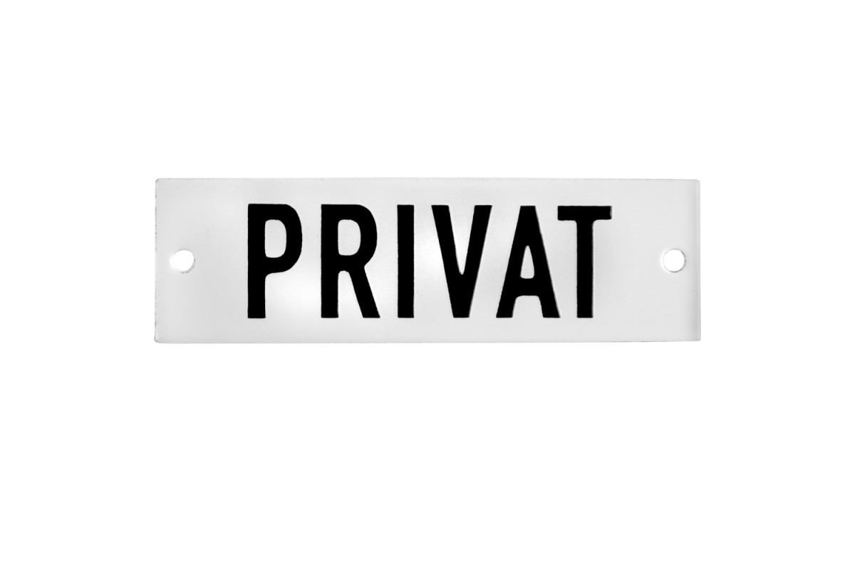 Emaljskylt PRIVAT vit - svart 10 x 3 cm modell 20 Emaljskylt PRIVAT vit - svart 10 x 3 cm modell 20