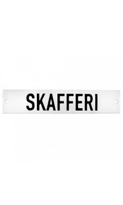 Emaljskylt SKAFFERI vit - svart 15 x 3 cm modell 20 Emaljskylt SKAFFERI vit - svart 15 x 3 cm modell 20
