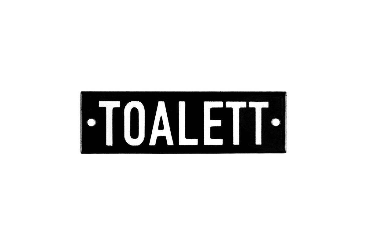 Emaljskylt TOALETT svart - vit 10 x 3 cm modell 21 Emaljskylt TOALETT svart - vit 10 x 3 cm modell 21