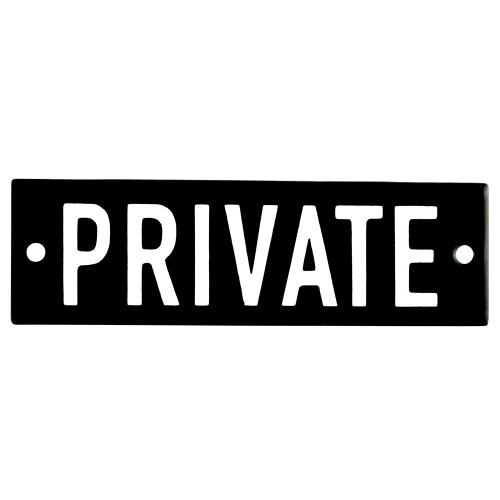 Emaljskylt PRIVATE svart - vit 10 x 3 cm modell 21 Emaljskylt PRIVATE svart - vit 10 x 3 cm modell 21