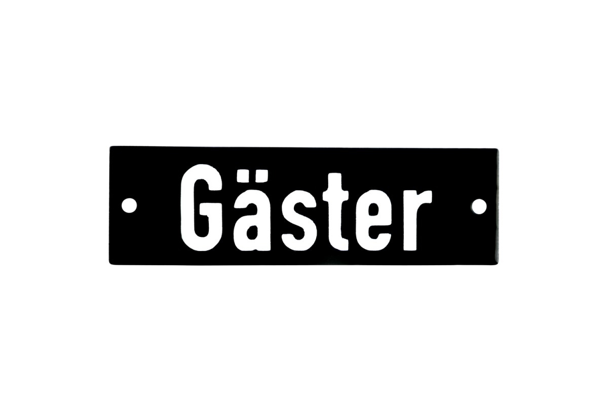 Emaljskylt Gäster svart - vit 10 x 3 cm modell 21 Emaljskylt Gäster svart - vit 10 x 3 cm modell 21