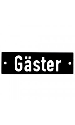 Emaljskylt Gäster svart - vit 10 x 3 cm modell 21 Emaljskylt Gäster svart - vit 10 x 3 cm modell 21
