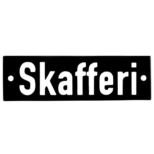 Emaljskylt Skafferi svart - vit 10 x 3 cm modell 21 Emaljskylt Skafferi svart - vit 10 x 3 cm modell 21