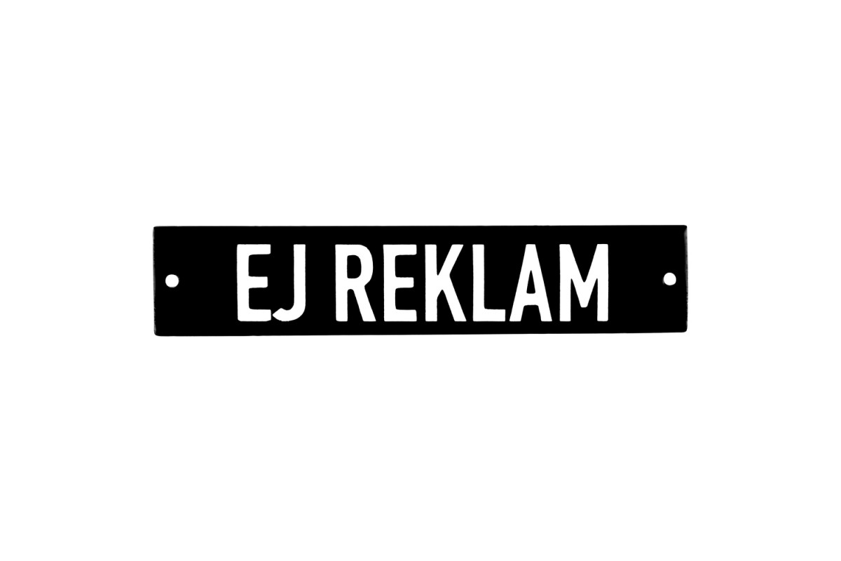Emaljskylt EJ REKLAM svart - vit 15 x 3 cm modell 21 Emaljskylt EJ REKLAM svart - vit 15 x 3 cm modell 21