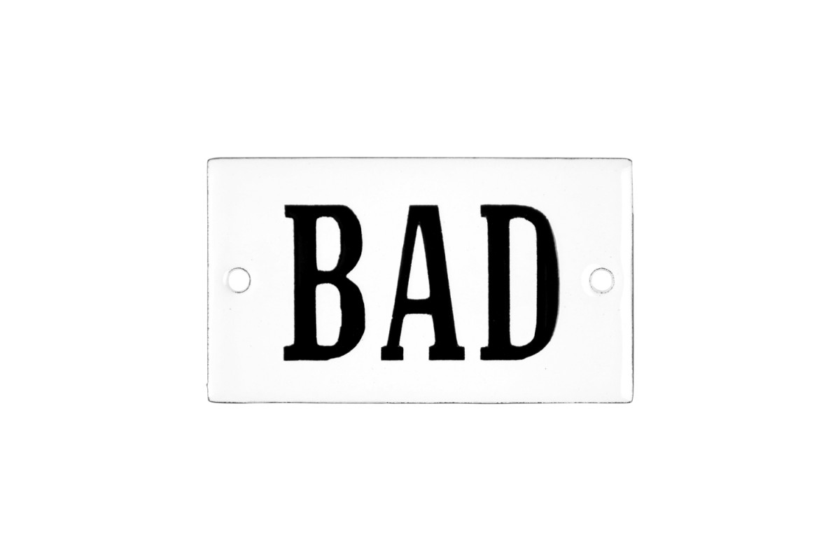 Emaljskylt BAD vit - svart 7 x 4 cm modell 22 Emaljskylt BAD vit - svart 7 x 4 cm modell 22