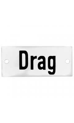 Emaljskylt Drag vit - svart 7 x 3 cm modell 20 Emaljskylt Drag vit - svart 7 x 3 cm modell 20