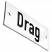 Emaljskylt Drag vit - svart 7 x 3 cm modell 20