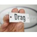Emaljskylt Drag vit - svart 7 x 3 cm modell 20