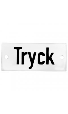 Emaljskylt Tryck vit - svart 7 x 3 cm modell 20 Emaljskylt Tryck vit - svart 7 x 3 cm modell 20