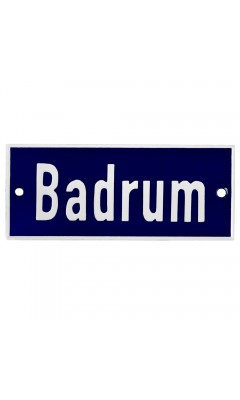 Emaljskylt Badrum blå - vit 12 x 5 cm modell 5 Emaljskylt Badrum blå - vit 12 x 5 cm modell 5