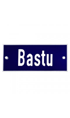 Emaljskylt Bastu blå - vit 12 x 5 cm modell 5 Emaljskylt Bastu blå - vit 12 x 5 cm modell 5