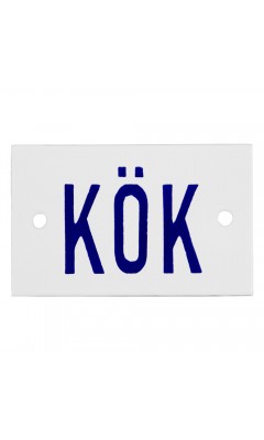 Emaljskylt KÖK vit - blå 8 x 5 cm modell 6 Emaljskylt KÖK vit - blå 8 x 5 cm modell 6