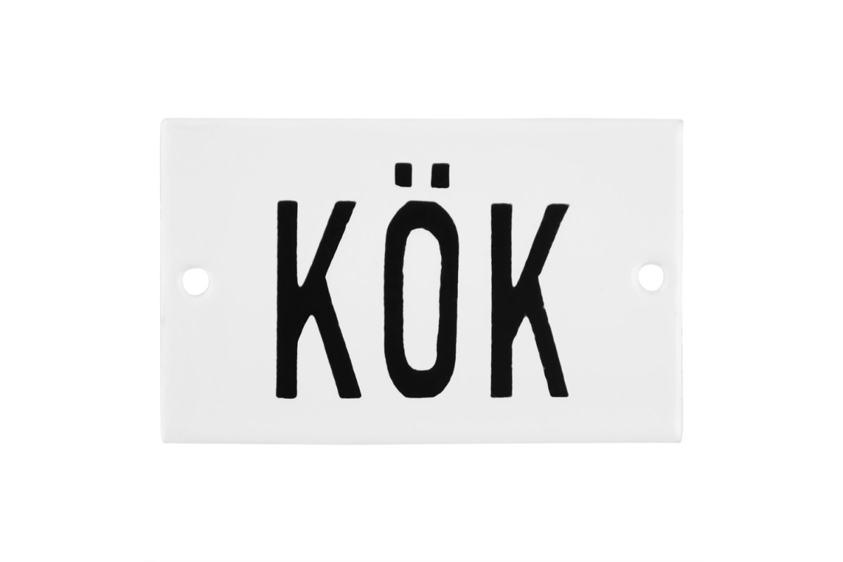 Emaljskylt KÖK vit - svart 8 x 5 cm modell 5 Emaljskylt KÖK vit - svart 8 x 5 cm modell 5