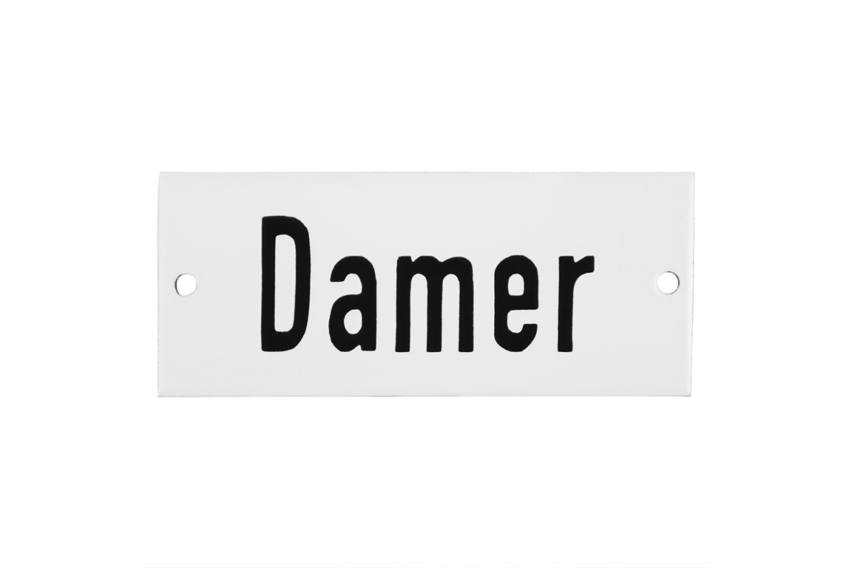 Emaljskylt Damer vit - svart 12 x 5 cm modell 5 Emaljskylt Damer vit - svart 12 x 5 cm modell 5